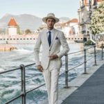 Man with a Dalbiondo Tailoring made to measure suit, Loro Piana silk and linen cloth