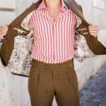 Man with Dalbiondo seersucker shirt and brown linen suit